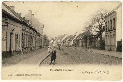 Mortsel: De Antwerpsestraat einde 19de eeuw (postkaart)
