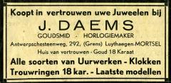 Mortsel: Vlaamse Kermis 1932 - Advertentie in programmaboekje : Goudsmid J. Daems