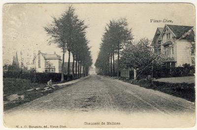 Mortsel: Postkaart - Mortsel Oude-God - Mechelsesteenweg ca.1900